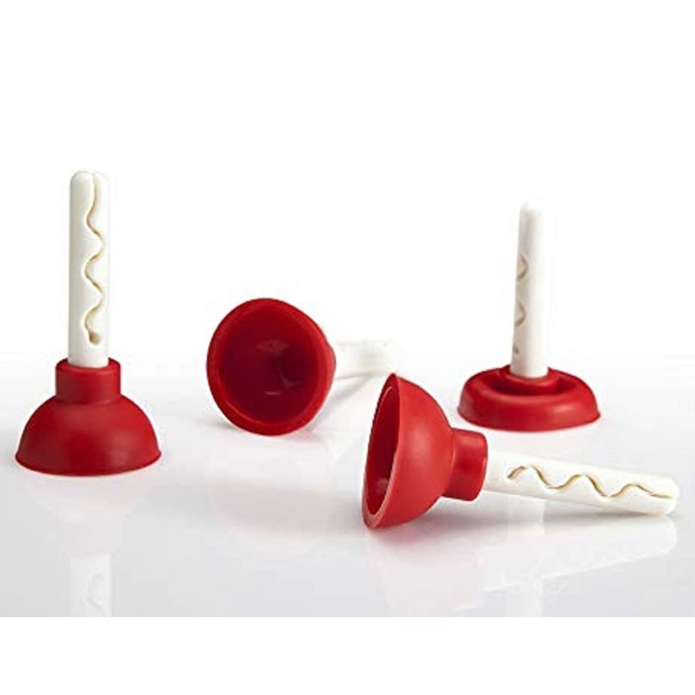 PELEG DESIGN Splunger - Anti-splash shower curtain clips, White and Red